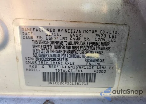 2016 Nissan Versa Note S z USA, uszkodzony, nr VIN 3N1CE2CPXGL381715